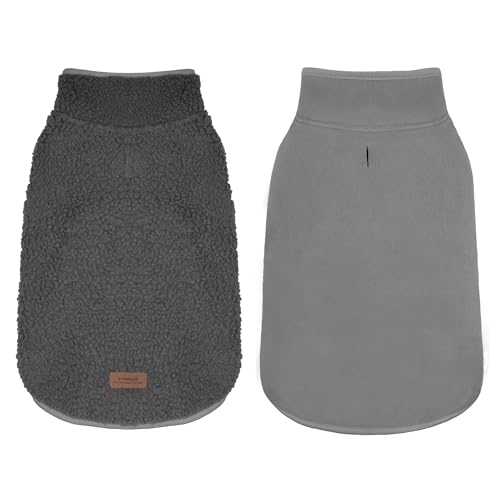 Sherpa Dog Coat Reversible Dog Jackets for Small Dogs (Small (5-9lbs) / Dark Grey)