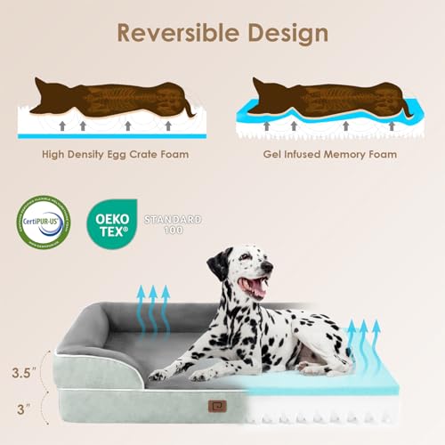 Orthopedic Dog Beds Large Sized Dog (Greyish Green / 36.0"l X 27.0"w X 6.5"th)