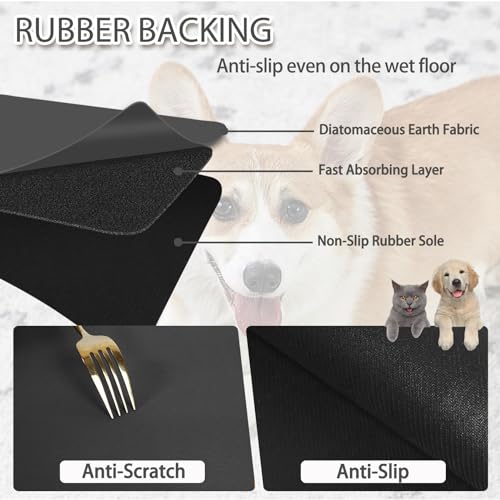 Dog Food Mat Largest Absorbent Dog Mat for Food and Water (40"L x 32"W)