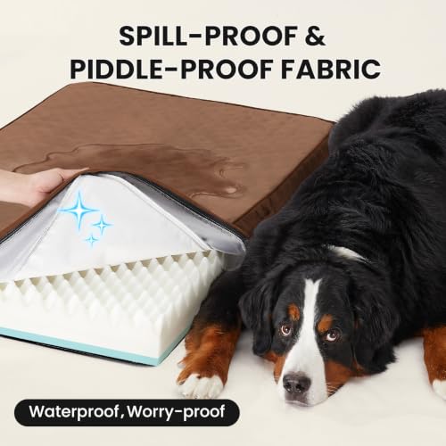 Orthopedic Waterproof Large Dog Bed (47" x 29" x 4" (For Crate) / 04-Brown)