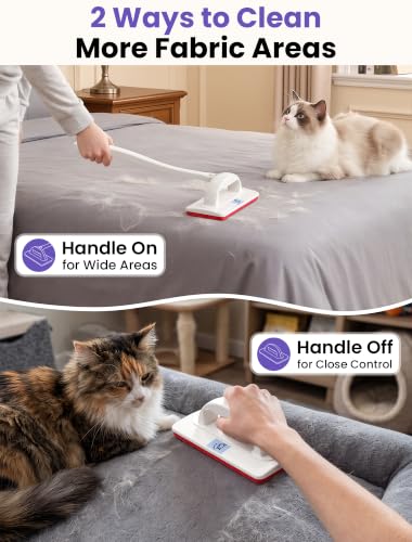 Reusable Pet Hair Remover Brush for Furniture (White+Red / Extra-Large)