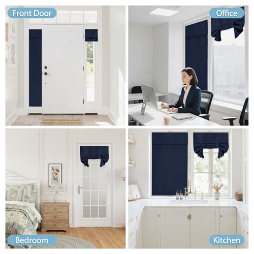 Blackout Curtain Privacy Window Drape for Living Room Bedroom Door (Navy / 36"W x 69"L (Pack of 1))