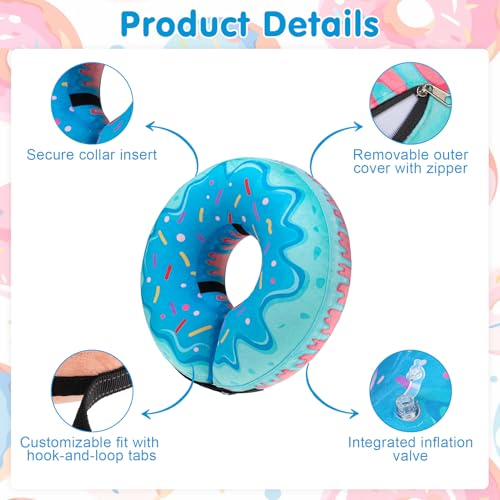 Dog Cone Collar Alternative After Surgery (Blue Donut / L(Neck:16"-18"))