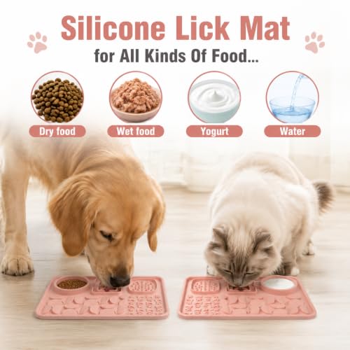 Silicone Dog Slow Feeder Lick Mat with Suction Cups (nude pink)