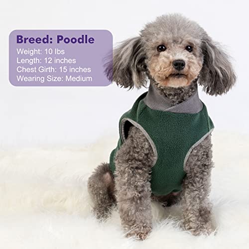 2 Pack Fleece Dog Sweater Pullover Lightweight Reflective Jacket (Small / Green & Grey)
