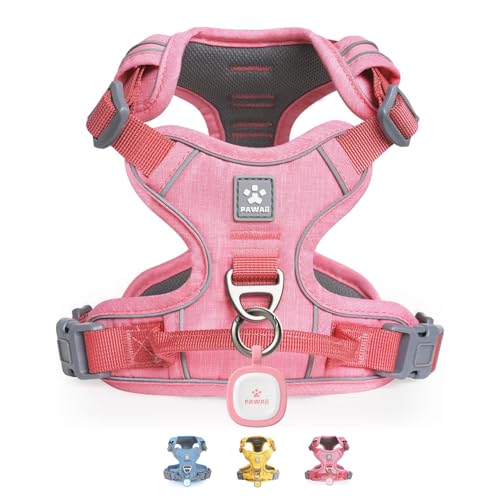 No Pull Dog Harness with Pet ID Tag (XL (Chest: 32"-38" ) / Mimi Pink)