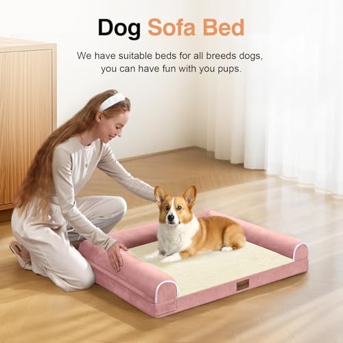 Orthopedic Dog Bed for Small Dogs (Pink / 24.0"L x 16.0"W x 5.5"Th)