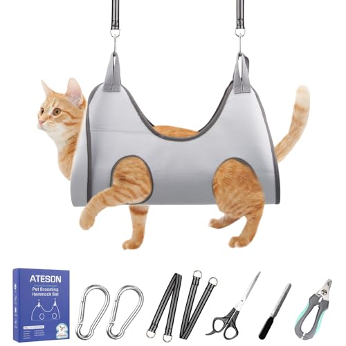 Pet Grooming Hammock Harness for Small Dogs & Cats Nail Trimming (XS for Cats & Tiny Dogs 15LB / Gray)