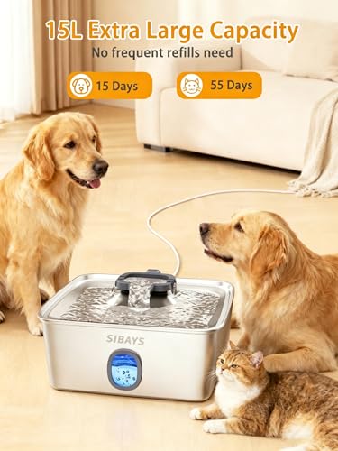 4Gal 15L Large Dog Water Fountain