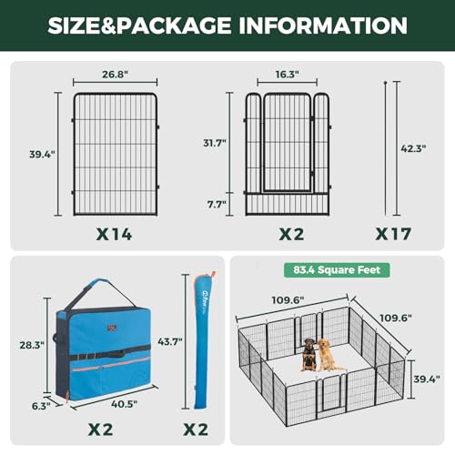 Rollick Dog Playpen with Storage Bags (Black / 40"H)