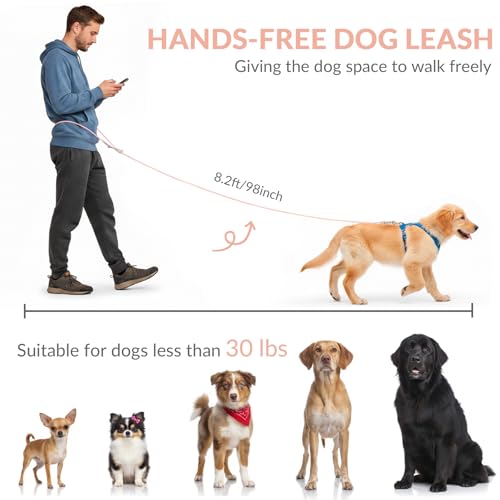 8.2ft Hands Free Dog Leash (Pink)