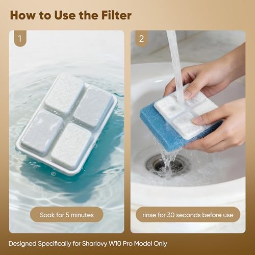 4 Pack Dog Water Fountain Filter Replacement Fit for Sharlovy W10 Pro (White)