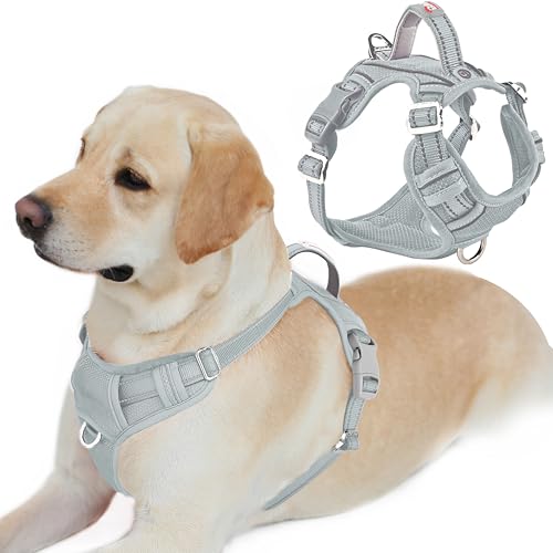 No Pull Dog Harness for Large Dogs (Large(Chest:24.5-32.5") / Grey)
