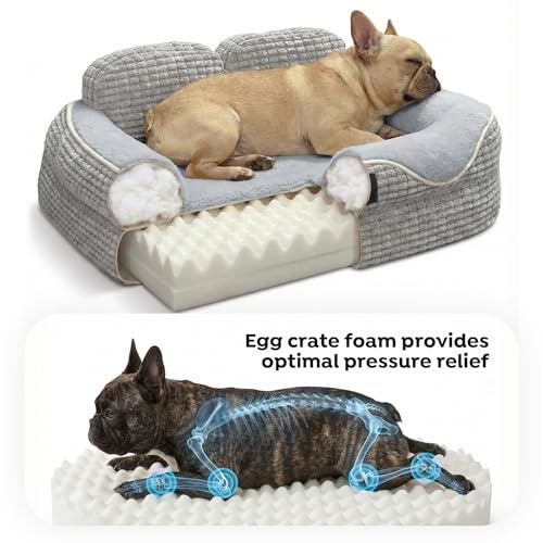 Square Dog Bed Medium Size Dog (Light Gray / 36"L x 26"W x 8"H)