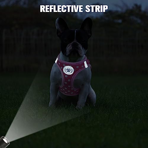 Dog Harness Medium Sized and Leash Set (Medium(Chest Girth 16" - 18") / Pink Polka Dots)