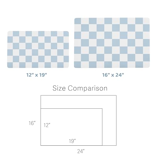 Checkered Dog Feeding Mat (24"L x 16"W / Blue)