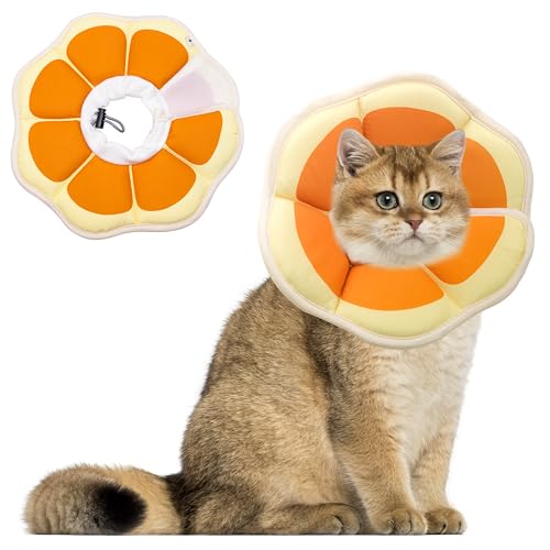 Soft Adjustable Cat Cone Collar (Orange / Medium)