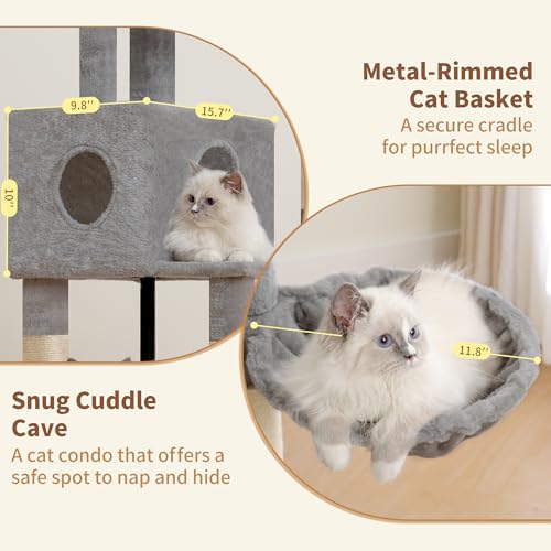 Cat Tree 45.3" Cat Tower for Indoor Cats with Large Perch HCT202SW (45.3 inch / Light Gray)