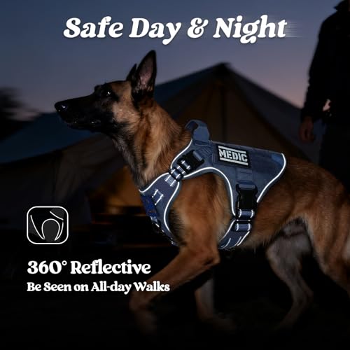 Tactical Dog Harness for Large (Blue Reflex / Large)