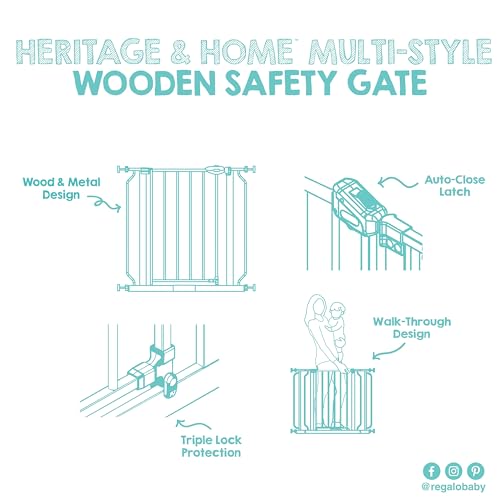 SAFETY 39" Extra Wide Wood Accent Baby Gate (Wooden - 30-39.5"w X 30"h)