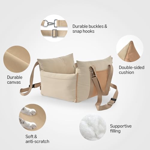 Dog Car Seat Pet Booster for Small (BEIGE)