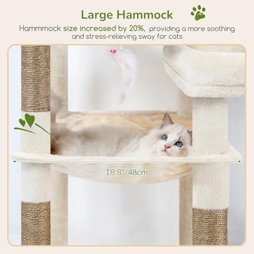 65in Sturdy Cat Tree Tower for Indoor Large Cats (65inch / Beige)