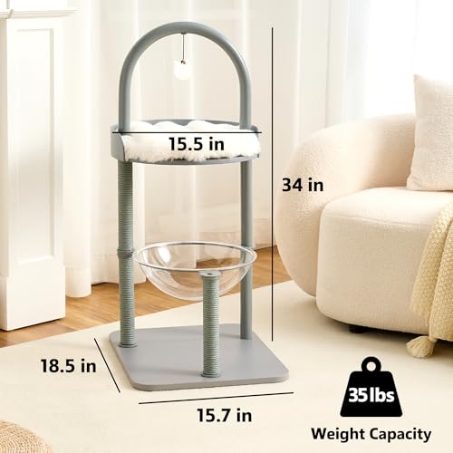 34" Modern Cat Tree Furniture for Indoor Small & Medium Cats (Dove Gray-34")