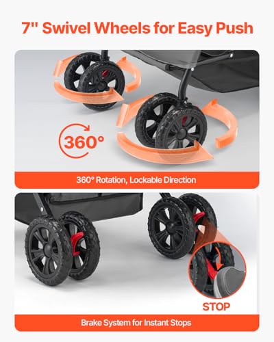 Pet Stroller 44 lbs Weight Capacity (4 wheels, For Pets up to 40 Pound)