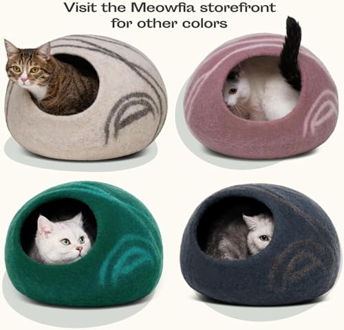 Cat Cave Merino Wool Bed for Indoor Cats (Rose Gold / Large)