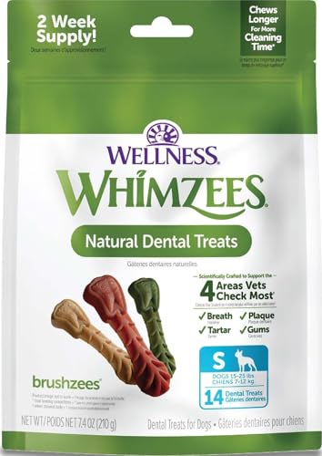 Wellness WHIMZEES Daily Brushzees Natural Dog Dental Treat (14 Count (Pack of 1))