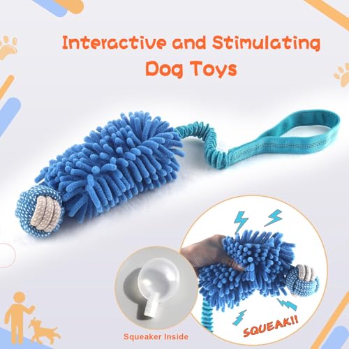 Puppy Toys Squeak Plush With Ropes Knots for Fun and Teeth Cleaning (Blue / Dog Bite Ball Toy)