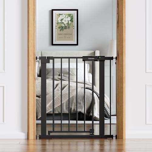 26 31 in Baby Gate for Stairs (Black / 26-31"W, 30"H)