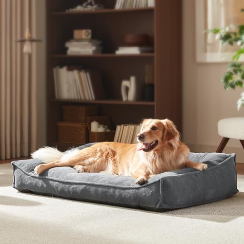 XL Orthopedic Dog Bed Large Sized Dog (Light Grey / 42"L x 30"W x 9.5"Th)