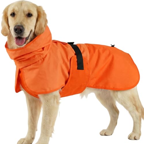 Dog Raincoat Waterproof Rain Jacket with Hood (XXXL(Back Length26.7") / Orange)