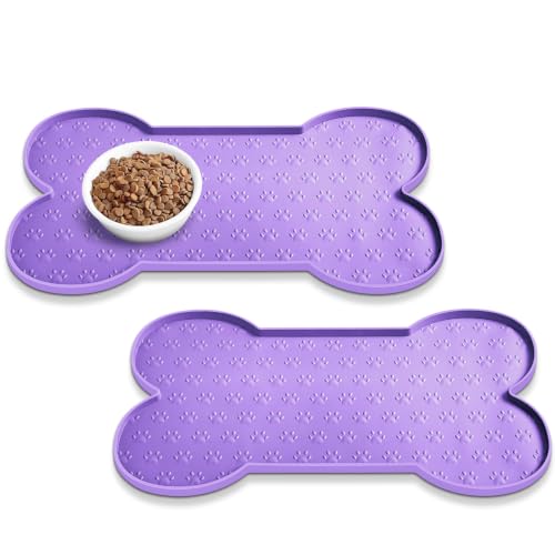 Dog Food Mat Anti (19.4" x 9.8"-2PCS / Purple)