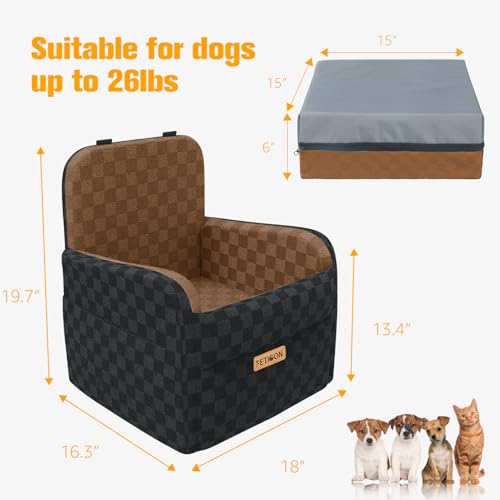 Waterproof Dog Car Seat for Small Medium Dogs (Brown / Small)