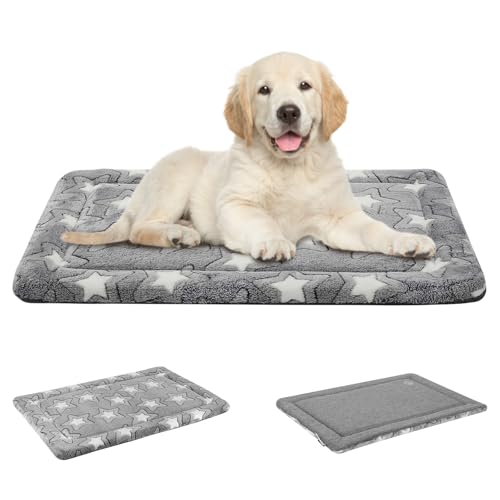 Dog Crate Pad for 30"x20" Dog Crate (Grey with Star Pattern / M (29.1"x17.7"x1.1"))