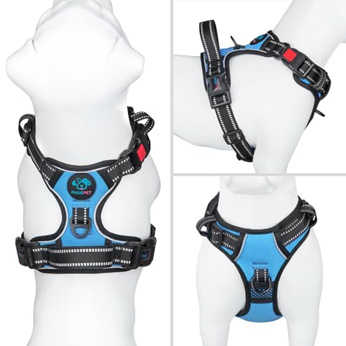 Reflective Dog Harness Large Breed Adjustable No Pull Vest (Extra Large / Blue)