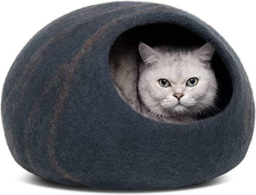 Cat Cave Merino Wool Bed for Indoor Cats (Slate Gray / Medium)