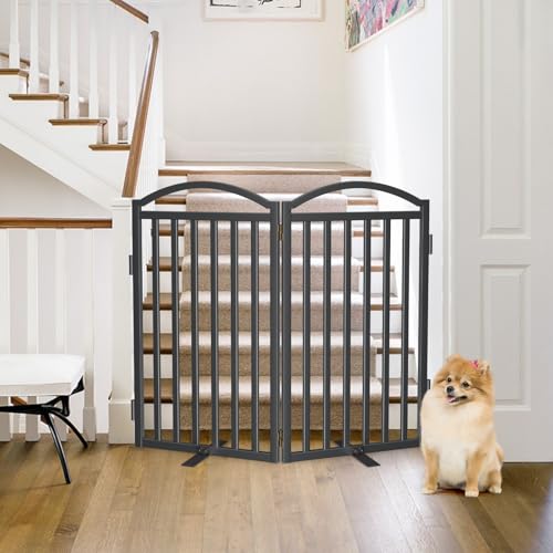 Metal Freestanding Dog Gates (Black / 40''W × 36''H)