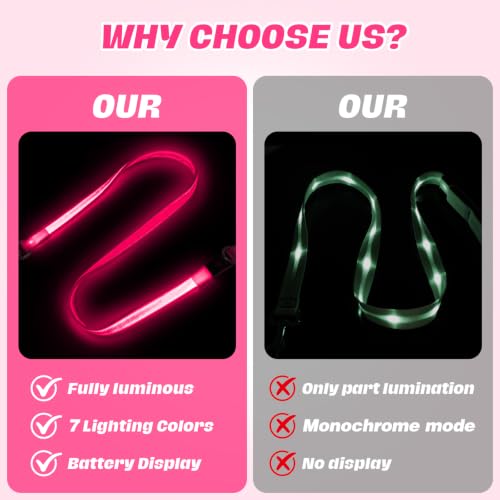 Light Up Dog Leash (Pink / 4FT)