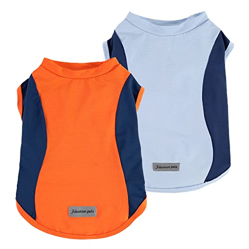 2 Pack UPF 50+ UV Sun Protection Dog Shirt (Medium / Orange-Blue)