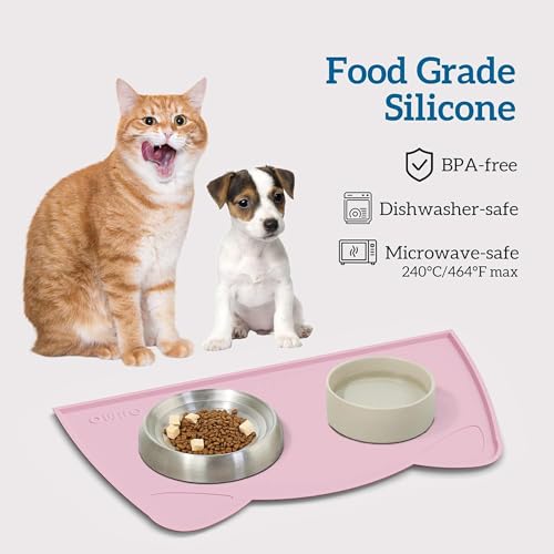 Cat Food Mat Silicone Pet Feeding Mat (20"L x 12"W / Pink)
