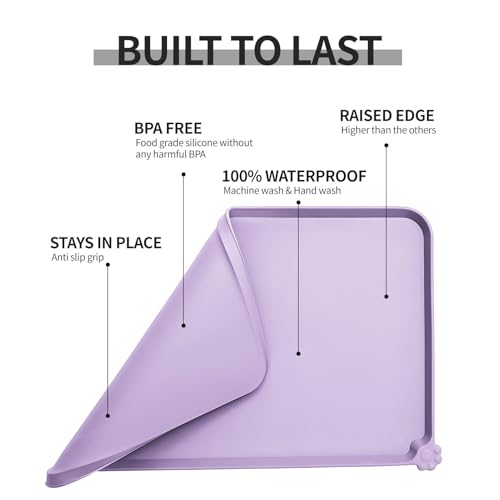 Silicone Pet Feeding Mat (Hibiscus Purple / 18.5" x 11.5")
