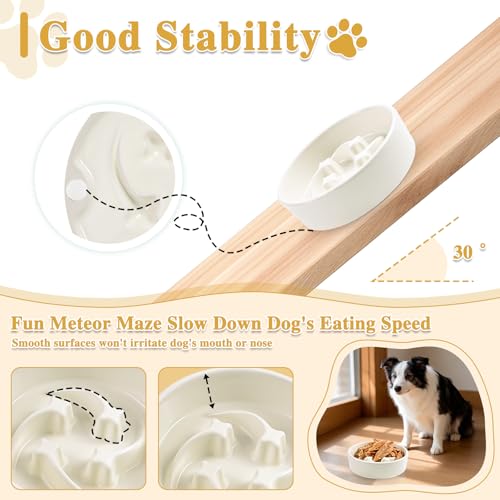 Ceramic Slow Feeder Dog Bowls (Beige-M)