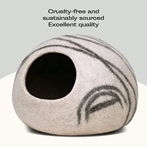 Cat Cave Merino Wool Bed for Indoor Cats (Light Gray / Medium)