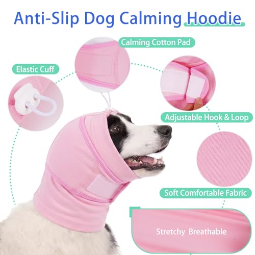Dog Ear Cover for Anxiety Relief (Pink / Large (15.7"/40cm Neck Girth))