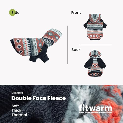 Geometric Stripe Fleece Dog Hoodie (XX-Large / Blue-Grey)