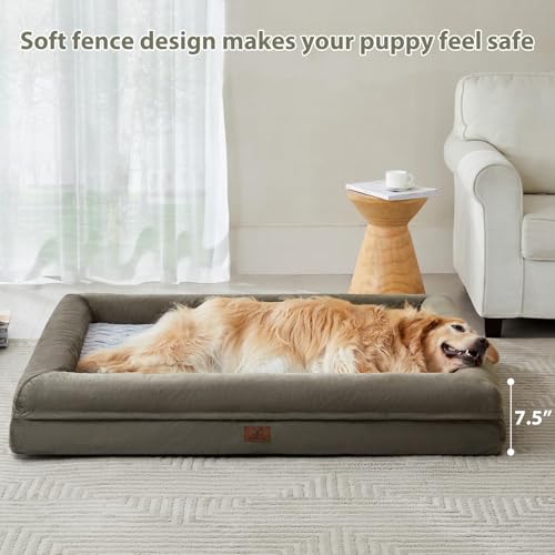 Giant Dog Bed Orthopedic for Senior Dog Bed Comfy Sleeping (Dark Green / XXXX-L (61x43x7.5in))
