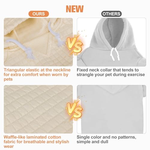 Dog Hoodies Sweater for Small Dogs (Cream / S/M (Back: 14",Chest: 19", Neck: 12"))